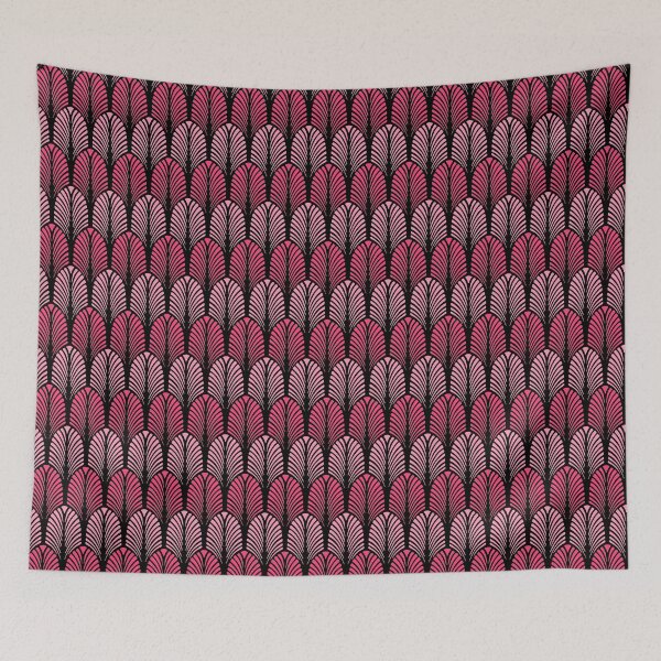 Item preview, Art Deco Feather Pattern, Fuchsia Pink and Black designed and sold by Marymarice.