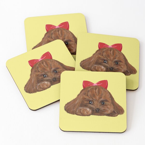 Item preview, Poodle Love: Brown Poodle with Red Bow designed and sold by Cat N' Doodles.