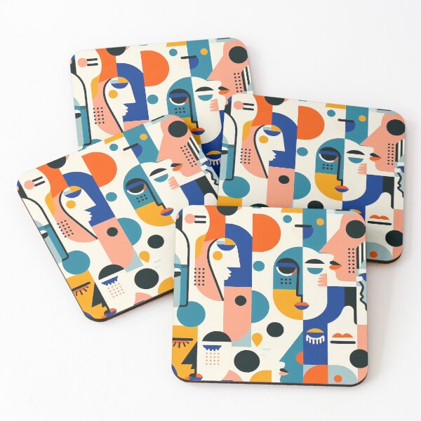 Item preview, Retro abstract with faces designed and sold by Silbays.