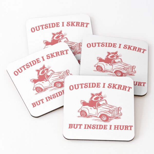 Item preview, Adorable Raccoon Car Design: 'Outside I Skrrt, But Inside I Hurt' funny animal designed and sold by SickStyleShop.