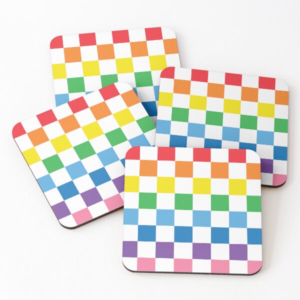 Item preview, Solid Block Rainbow and White Checkers designed and sold by Pink Pineapple Works.
