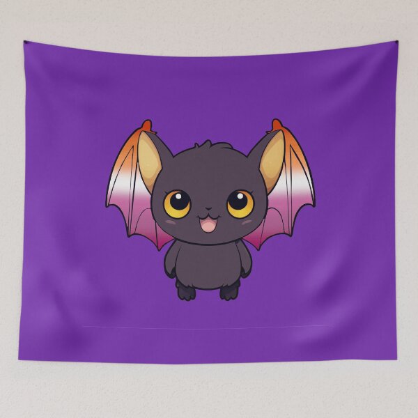 Item preview, Kawaii Bat with Lesbian Pride Flag Colored Wings, Cute Lesbian Design designed and sold by Travelslightly.