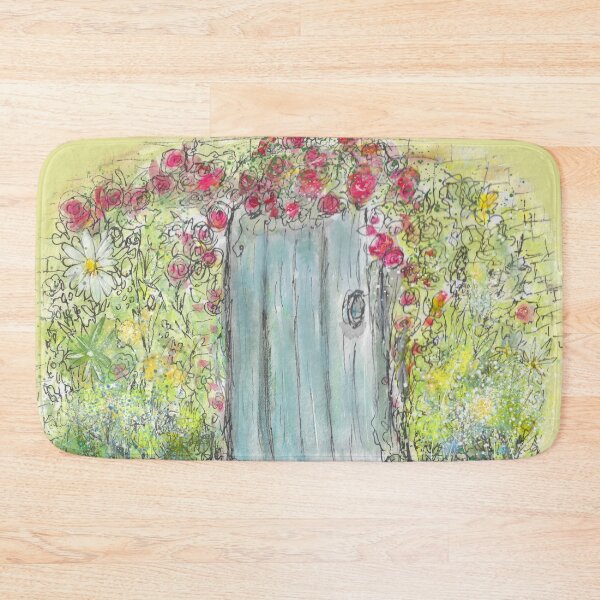 Item preview, Whimsical Blue Watercolor Fairy Door With Flowers designed and sold by Clare Walker.