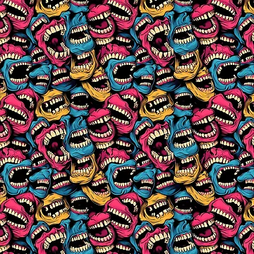 Artwork thumbnail, Laughing Graffiti Pattern by CachedThreads