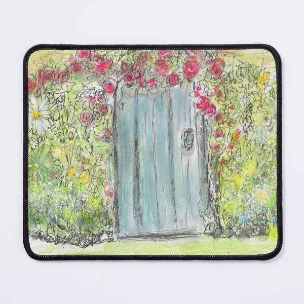 Item preview, Whimsical Blue Watercolor Fairy Door With Flowers designed and sold by Clare Walker.