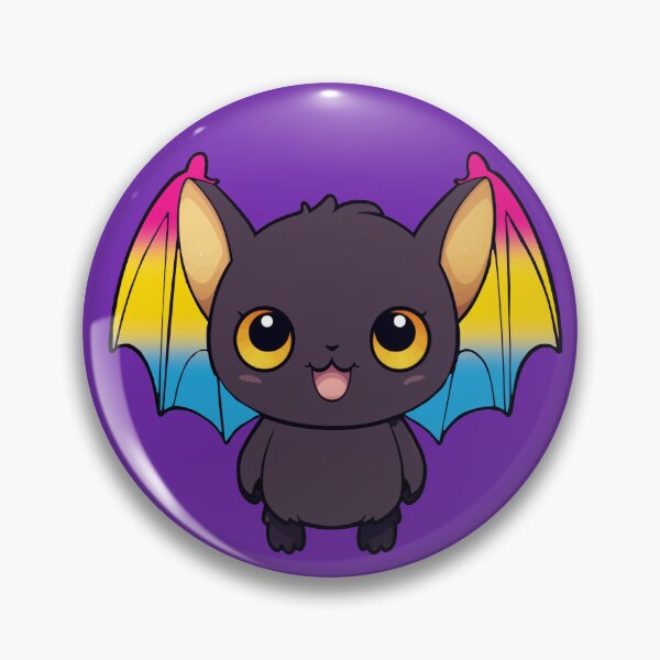 Item preview, Kawaii Bat with Pansexual Pride Flag Colored Wings, Cute Pan Design designed and sold by Travelslightly.