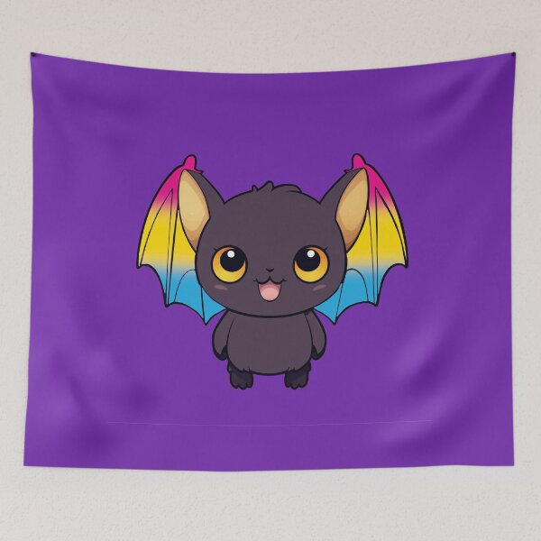 Item preview, Kawaii Bat with Pansexual Pride Flag Colored Wings, Cute Pan Design designed and sold by Travelslightly.