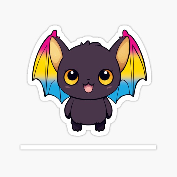 Item preview, Kawaii Bat with Pansexual Pride Flag Colored Wings, Cute Pan Design designed and sold by Travelslightly.