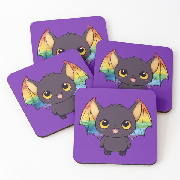 Item preview, Kawaii Bat with LGBTQ Pride Flag Watercolor Wings, Cute Rainbow Design designed and sold by Travelslightly.