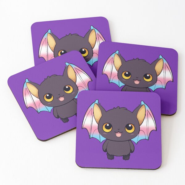 Item preview, Kawaii Bat with Transgender Pride Flag Watercolor Wings, Cute Trans Design designed and sold by Travelslightly.