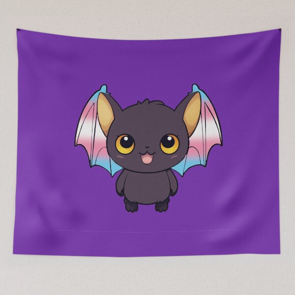 Item preview, Kawaii Bat with Transgender Pride Flag Watercolor Wings, Cute Trans Design designed and sold by Travelslightly.
