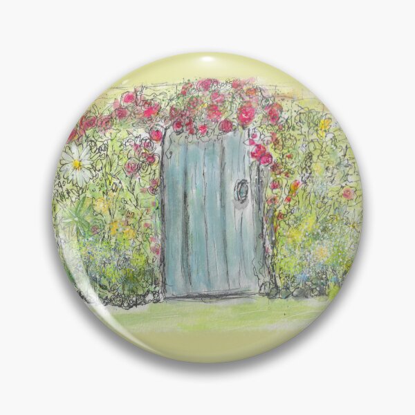 Item preview, Whimsical Blue Watercolor Fairy Door With Flowers designed and sold by Clare Walker.