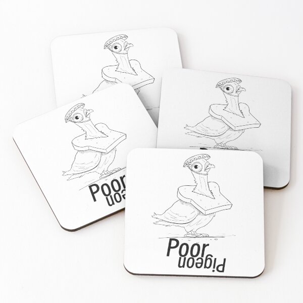 Item preview, Funny cartoon pigeon wearing a slice of bread around its neck with script poor pigion designed and sold by SimoesArtistry.