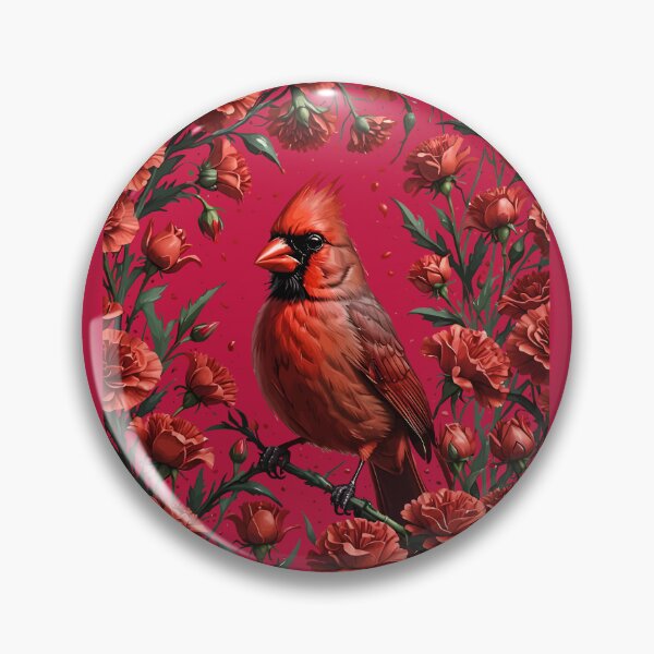 Item preview, Cardinal Bird Surrounded By Scarlet Red Carnations designed and sold by taiche.