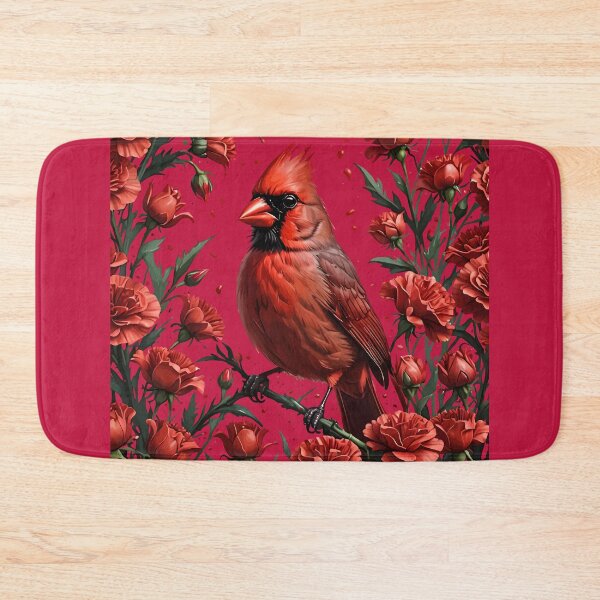 Item preview, Cardinal Bird Surrounded By Scarlet Red Carnations designed and sold by taiche.