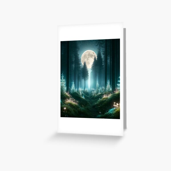 Aperçu de l'œuvre Forêt enchantée au clair de lune créée et vendue par AIDreamPrints.