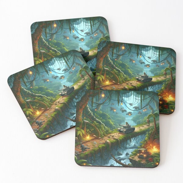 Item preview, Cartoon Retro Gaming Jungle with Soldiers and Tanks – Nostalgic Digital Art for Gamer designed and sold by PandaTShirtShop.
