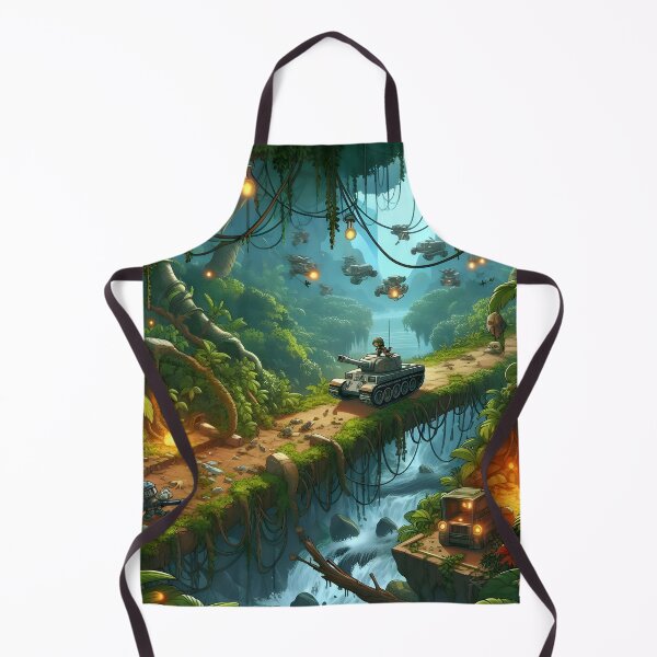 Item preview, Cartoon Retro Gaming Jungle with Soldiers and Tanks – Nostalgic Digital Art for Gamer designed and sold by PandaTShirtShop.