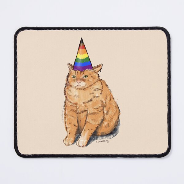Item preview, Pride Cat with Party Hat | Pride Rainbow Flag | Cute Kawaii Cat Art designed and sold by ghostieking.
