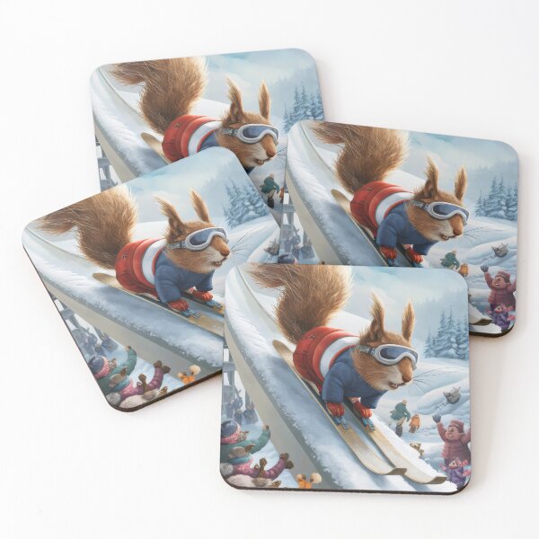 Item preview, Squirrel on skis. designed and sold by MyHappyArtShop.