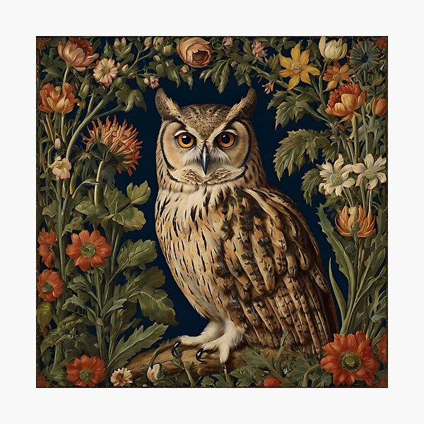 Item preview, Vintage Forest Owl William Morris Style designed and sold by Marina3333.
