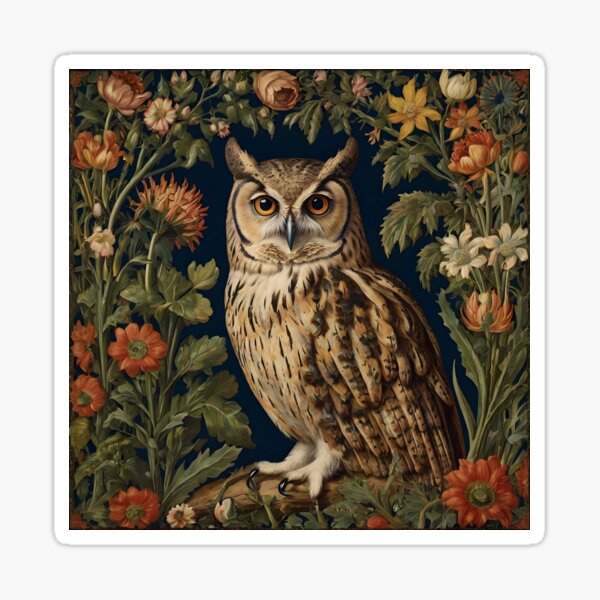Item preview, Vintage Forest Owl William Morris Style designed and sold by Marina3333.