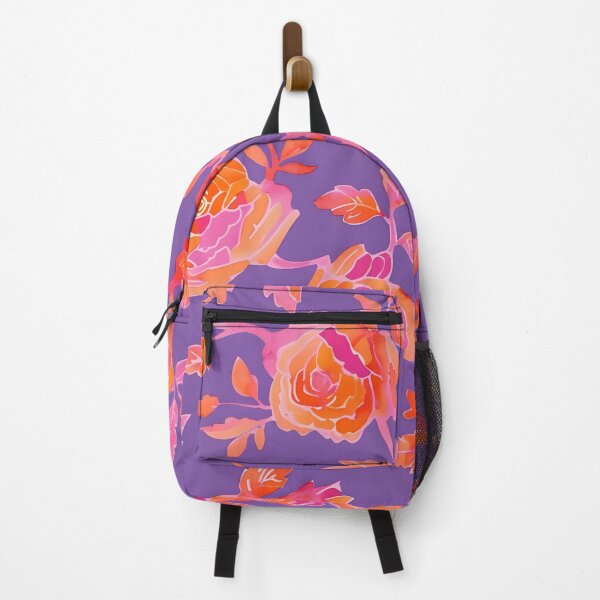 Item preview, Pink and orange roses on purple designed and sold by SophieClimaArt.