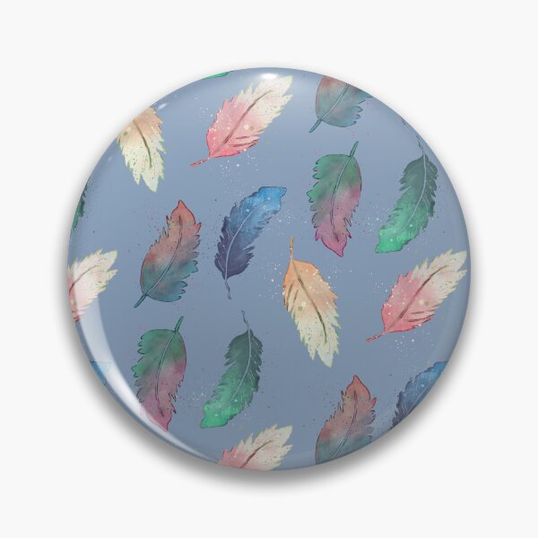 Item preview, Watercolor boho feathers in two colors blending and splatter in blue, green, pink, orange, and teal in blue designed and sold by JasmineGDesigns.