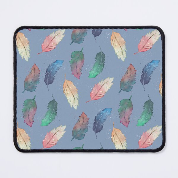 Item preview, Watercolor boho feathers in two colors blending and splatter in blue, green, pink, orange, and teal in blue designed and sold by JasmineGDesigns.