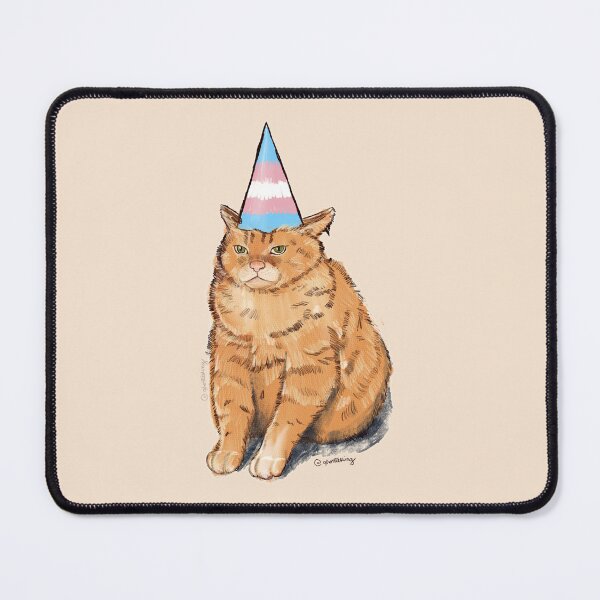 Item preview, Pride Cat with Party Hat | Transexual Flag | Cute Kawaii Cat Art designed and sold by ghostieking.