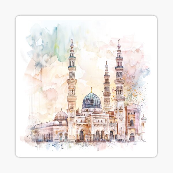 Item preview, Masjid An Nabawi Medina 3 Watercolor Style Design  designed and sold by Home-Crea-Abode.