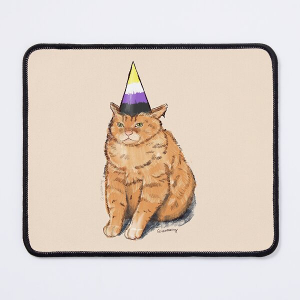 Item preview, Pride Cat with Party Hat | Non-binary Flag | Cute Kawaii Cat Art designed and sold by ghostieking.
