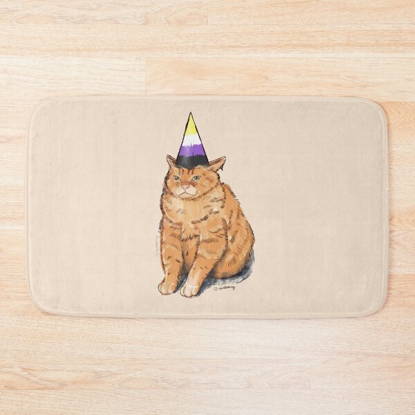 Item preview, Pride Cat with Party Hat | Non-binary Flag | Cute Kawaii Cat Art designed and sold by ghostieking.