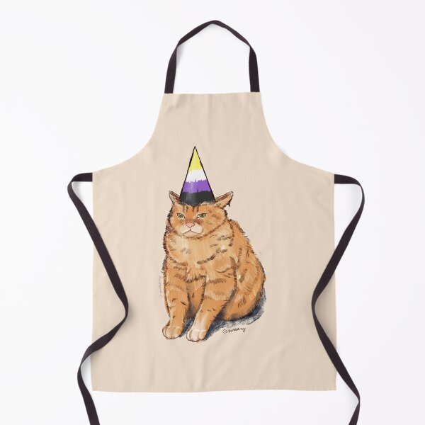 Item preview, Pride Cat with Party Hat | Non-binary Flag | Cute Kawaii Cat Art designed and sold by ghostieking.