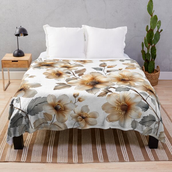 Item preview, Elegant Beige and Orange Flannel Flower Design designed and sold by VoyteksDesigns.