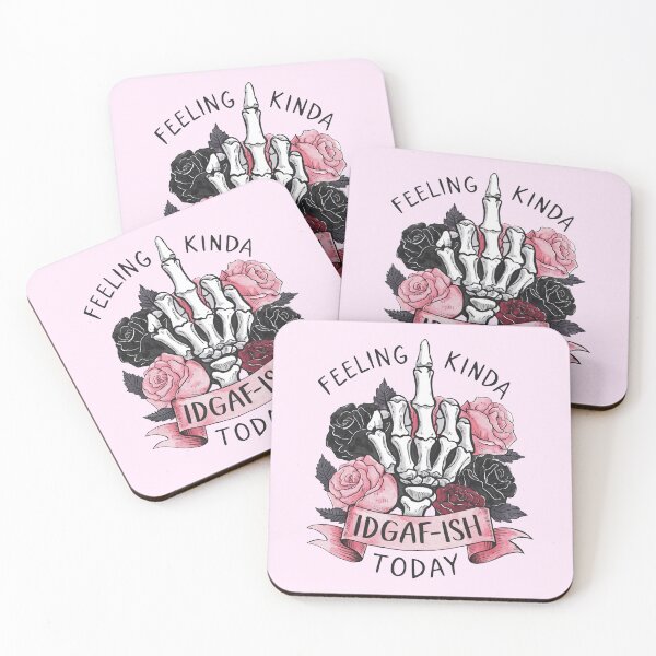 Item preview, IDGAF I Dont Give a F**k Not Today Pink Kindle Flowers Skeleton Hand designed and sold by BookWishEra.