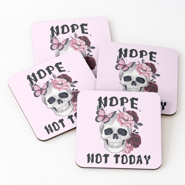 Item preview, Nope Not Today Pink Kindle Flowers Skull Head designed and sold by BookWishEra.
