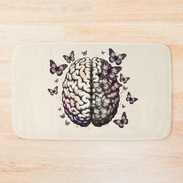 Item preview, Mind Blowing, Brain mental health psychology, butterflies,  anatomy watercolor art designed and sold by Collagedream.