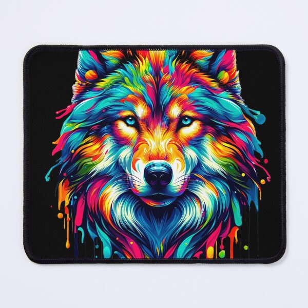 Item preview, Vibrant Colorful Artistic Wolf Portrait designed and sold by PrimeTreasures.
