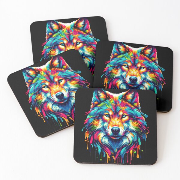 Item preview, Vibrant Colorful Artistic Wolf Portrait designed and sold by PrimeTreasures.