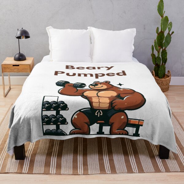 Item preview, Furry bear exercising with weights designed and sold by DudzDesignz.