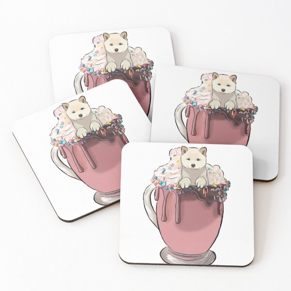 Item preview, White Shiba Inu in a milkshake designed and sold by Ingridream.