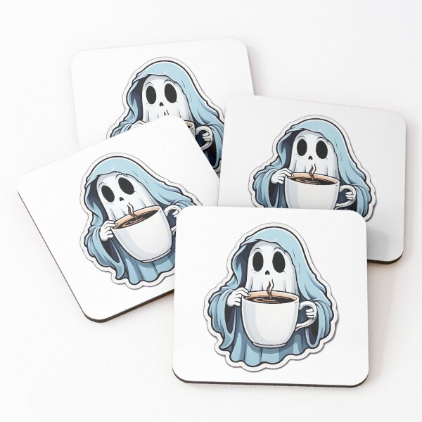 Item preview, Blue Ghost drinking coffee designed and sold by GooGooDesigns.