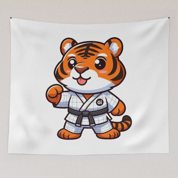Item preview, Whimsical Warrior: Cartoon Tiger in Martial Arts Adventure designed and sold by Martial-Art-23.