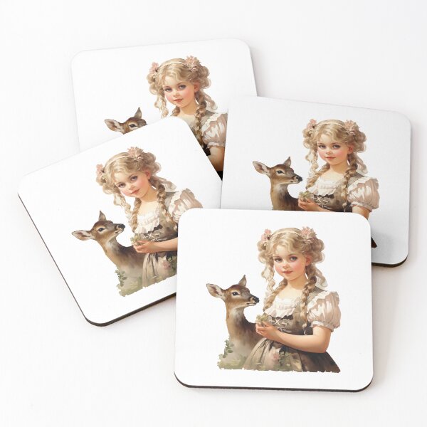 Item preview, Little girl with fawn, gift farmer, farmer's child designed and sold by Andrea-Design.