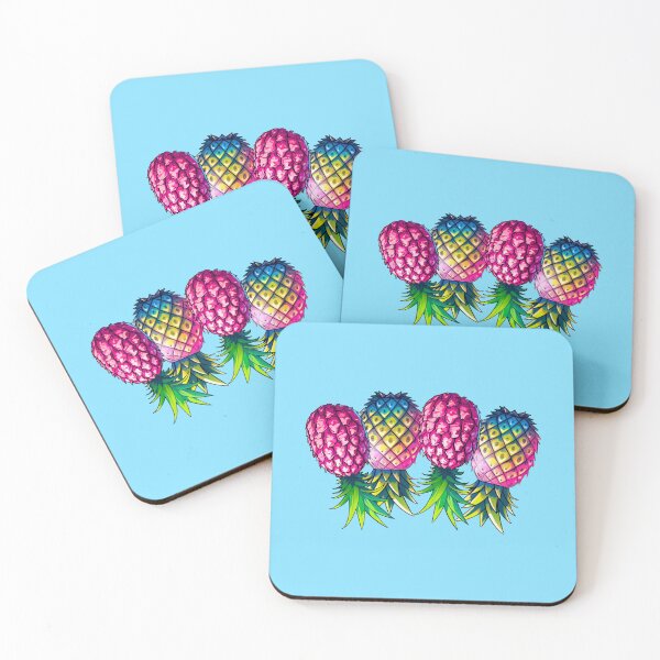 Item preview, Vibrant Pineapple Foursome FMFM | Light Blue designed and sold by JLEmporium.