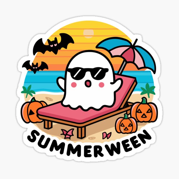 Aperçu de l'œuvre Summerween - fantôme sur un transat créée et vendue par MaateoDesign.