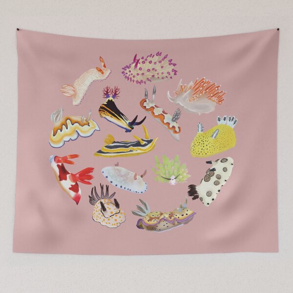 Item preview, Nudibranch round pattern - sea slug - pink designed and sold by Poulpimousse.