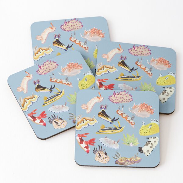 Item preview, Nudibranch round pattern - sea slug - blue designed and sold by Poulpimousse.
