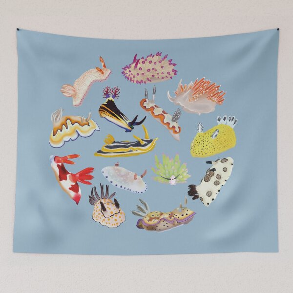Item preview, Nudibranch round pattern - sea slug - blue designed and sold by Poulpimousse.